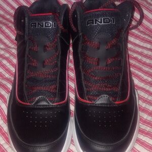 AND1 Black Sneakers with Red Highlights